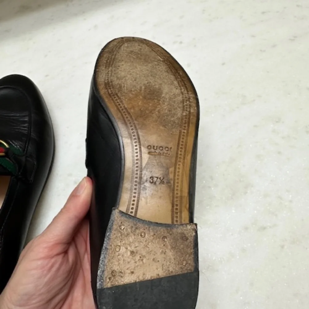 Gucci Brixton Leather Web Horsebit Loafers AUTHENTIC Perfect! 37.5 - Picture 8 of 16